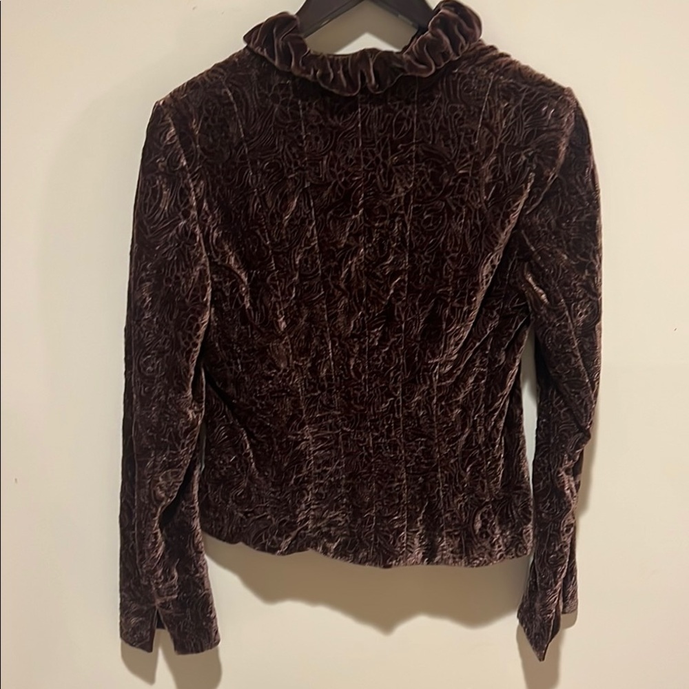 Reversible Elegant Brown Velvet and Burgundy Blazer size 10 EUC Elie Tahari RARE - Picture 8 of 16